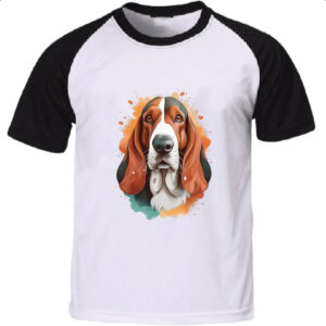Camiseta Raglan Basset Hound Watercolor Arte