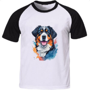 Camiseta Raglan Boiadeiro de Berna Watercolor Arte