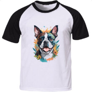 Camiseta Raglan Boston Terrier Watercolor Arte