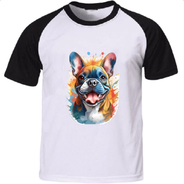 Camiseta Raglan Bulldog frances Watercolor Arte