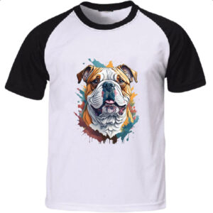 Camiseta Raglan Bulldog ingles Watercolor Arte