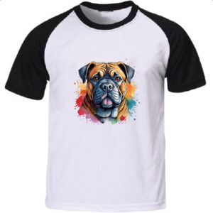 Camiseta Raglan Bulmastife Watercolor Arte