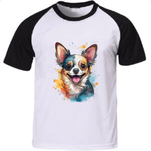 Camiseta Raglan Chihuahua Watercolor Arte