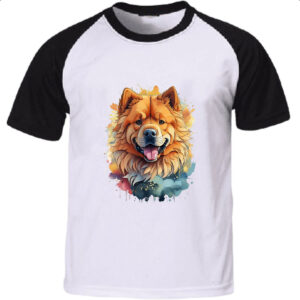 Camiseta Raglan Chow Chow Watercolor Arte