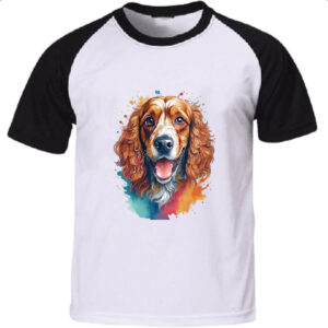 Camiseta Raglan Cocker spaniel ingles Watercolor Arte