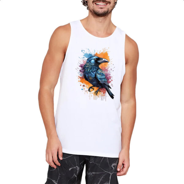 Camiseta Regata Corvo Watercolor Arte - Imagem 2