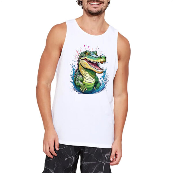 Camiseta Regata Crocodilo Watercolor Arte - Imagem 2