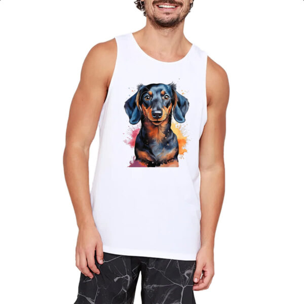 Camiseta Regata Dachshund Watercolor Arte - Imagem 2