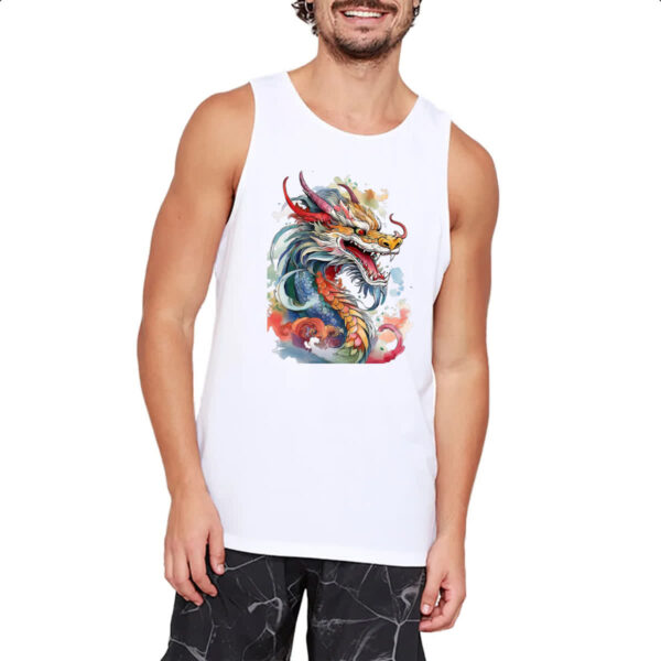 Camiseta Regata Dragao chines Watercolor Arte - Imagem 2