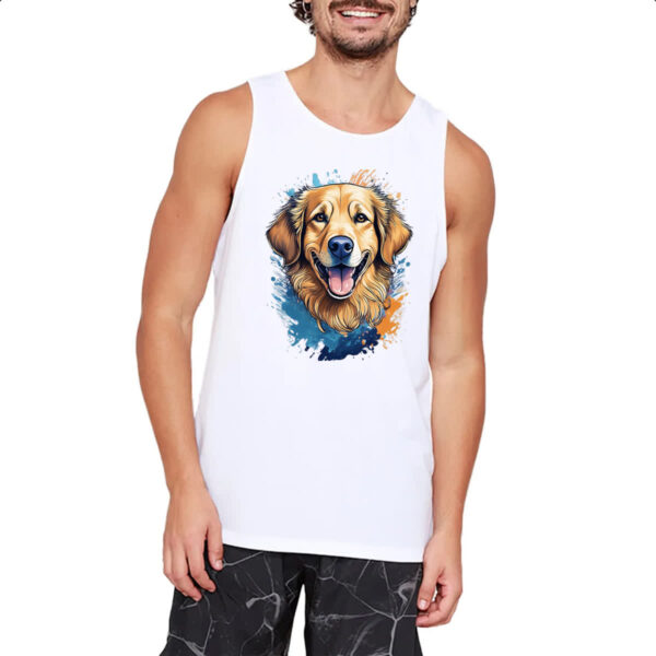 Camiseta Regata Golden Retriever Watercolor Arte - Imagem 2