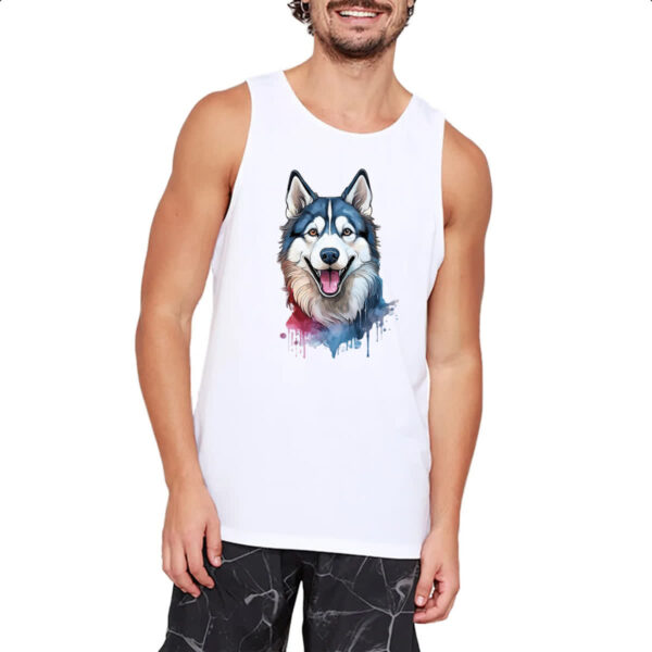 Camiseta Regata Husk Siberiano Watercolor Arte - Imagem 2