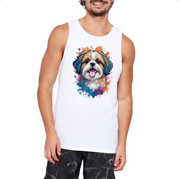 Camiseta Regata Shih Tzu Watercolor Arte - Imagem 2