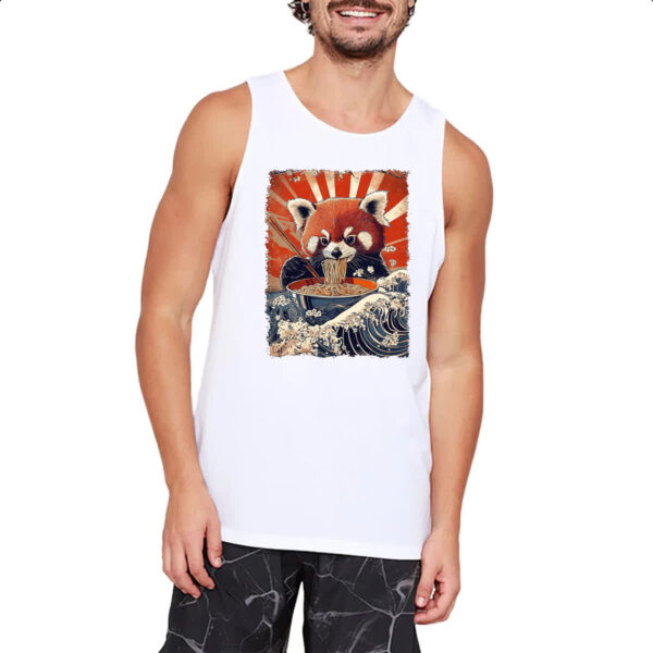 Camiseta Regata Panda vermelho comendo Lamen - Imagem 2