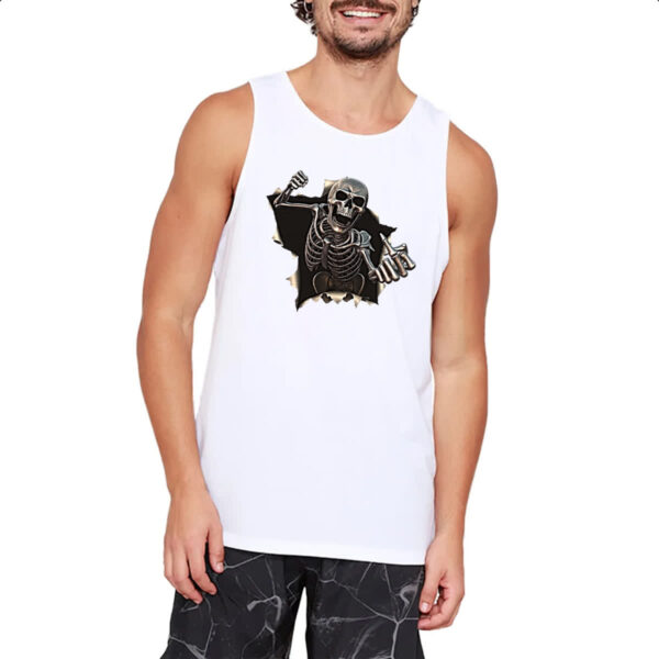 Camiseta Regata Caveira mal educada rasgando camisa - Imagem 2