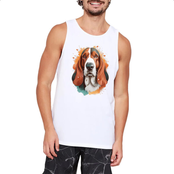 Camiseta Regata Basset Hound Watercolor Arte - Imagem 2