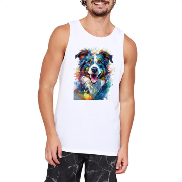 Camiseta Regata Border Collie Watercolor Arte - Imagem 2