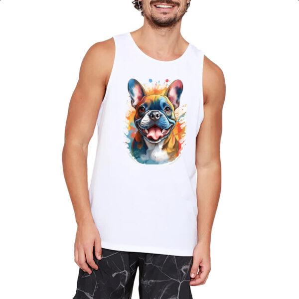 Camiseta Regata Bulldog frances Watercolor Arte - Imagem 2