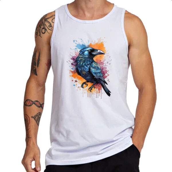 Camiseta Regata Corvo Watercolor Arte - Imagem 3