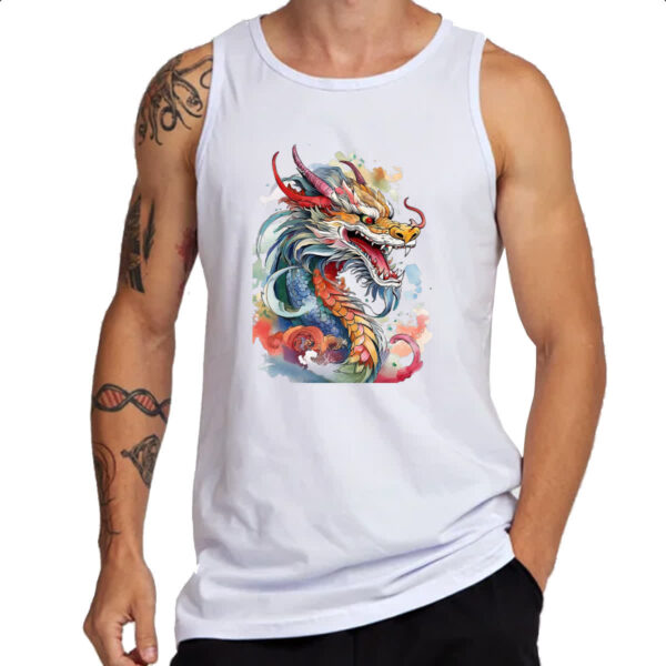 Camiseta Regata Dragao chines Watercolor Arte - Imagem 3