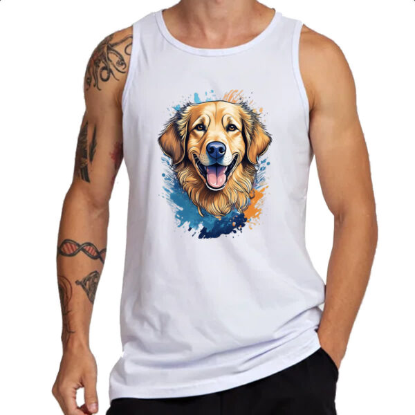 Camiseta Regata Golden Retriever Watercolor Arte - Imagem 3