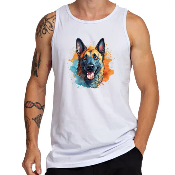 Camiseta Regata Pastor belga Watercolor Arte - Imagem 3
