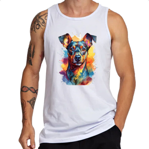 Camiseta Regata Pinscher Watercolor Arte - Imagem 3