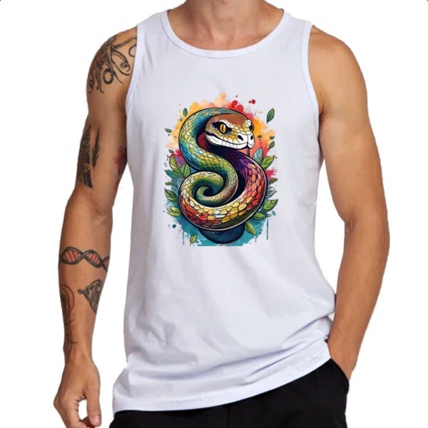 Camiseta Regata Serpente Watercolor Arte - Imagem 3