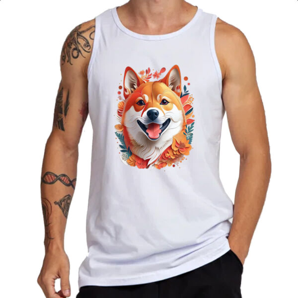 Camiseta Regata Shiba Inu Watercolor Arte - Imagem 3