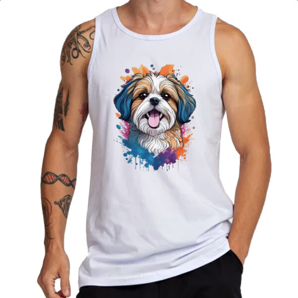 Camiseta Regata Shih Tzu Watercolor Arte - Imagem 3