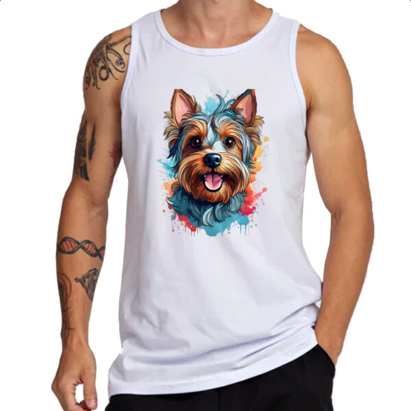 Camiseta Regata Yorkshire Terrier Watercolor Arte - Imagem 3