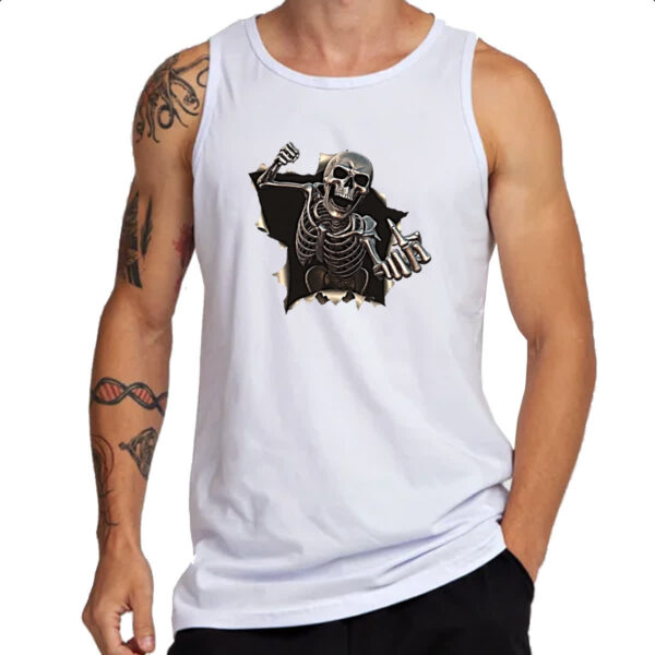 Camiseta Regata Caveira mal educada rasgando camisa - Imagem 3
