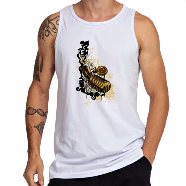 Camiseta Regata Microofone Gothic Arte - Imagem 3