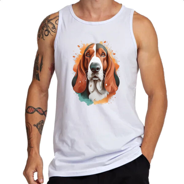Camiseta Regata Basset Hound Watercolor Arte - Imagem 3