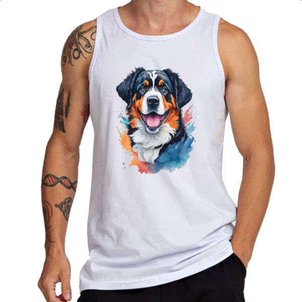 Camiseta Regata Boiadeiro de Berna Watercolor Arte - Imagem 3