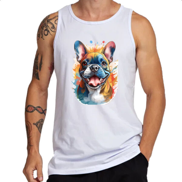 Camiseta Regata Bulldog frances Watercolor Arte - Imagem 3