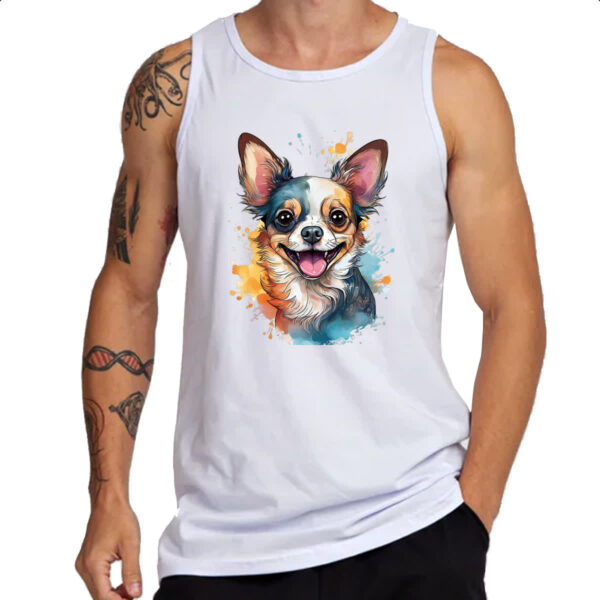 Camiseta Regata Chihuahua Watercolor Arte - Imagem 3