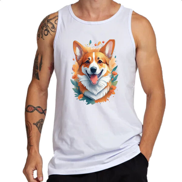 Camiseta Regata Corgi Watercolor Arte - Imagem 3