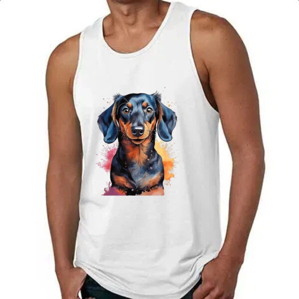 Camiseta Regata Dachshund Watercolor Arte - Imagem 4