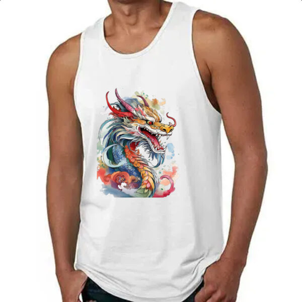 Camiseta Regata Dragao chines Watercolor Arte - Imagem 4