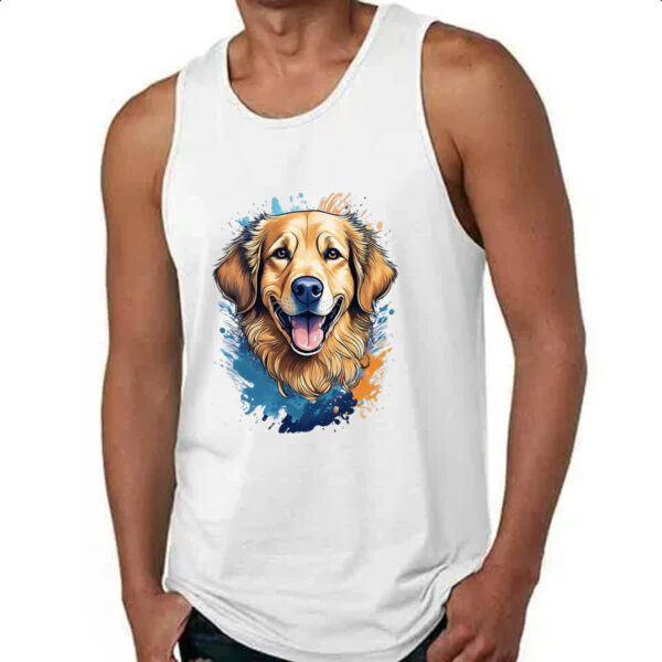 Camiseta Regata Golden Retriever Watercolor Arte - Imagem 4