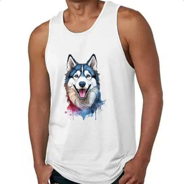 Camiseta Regata Husk Siberiano Watercolor Arte - Imagem 4