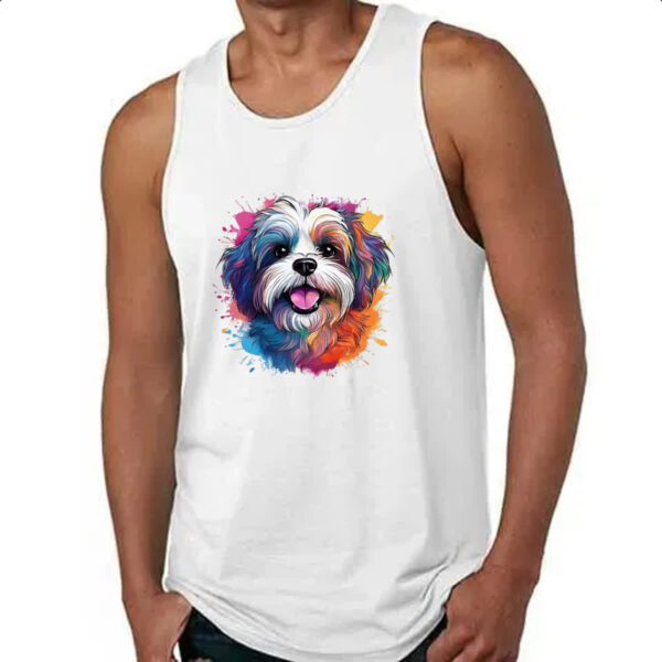 Camiseta Regata Lhasa apso Watercolor Arte - Imagem 4