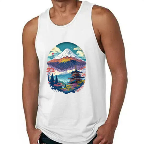 Camiseta Regata Monte Fuji Watercolor Arte - Imagem 4