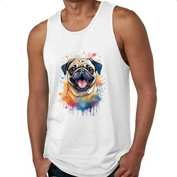 Camiseta Regata Pug Watercolor Arte - Imagem 4