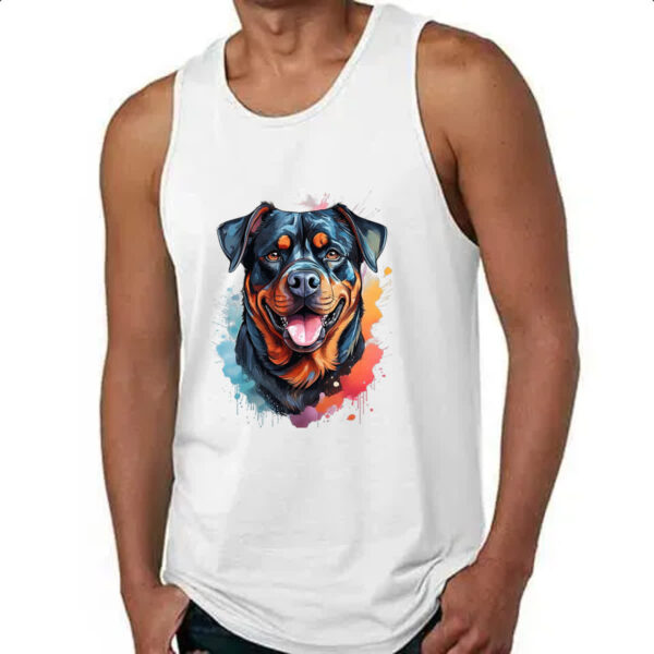 Camiseta Regata Rottweiler Watercolor Arte - Imagem 4