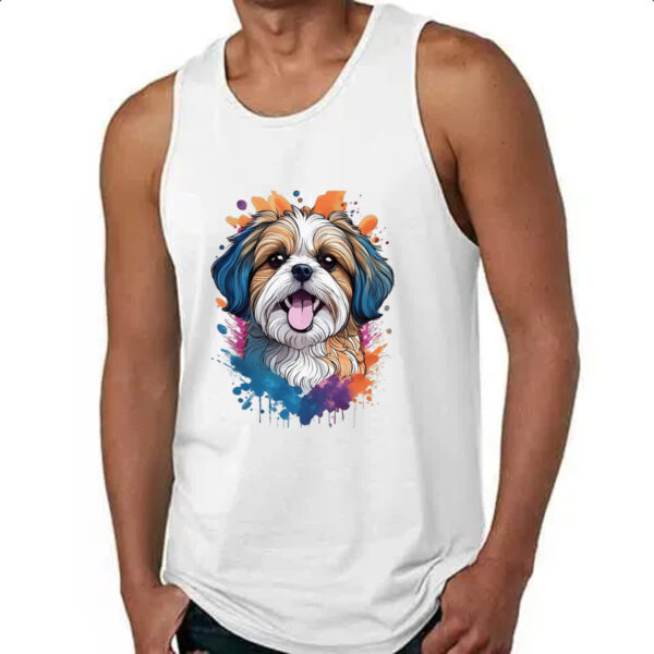 Camiseta Regata Shih Tzu Watercolor Arte - Imagem 4