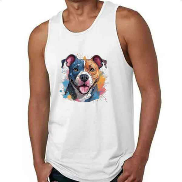 Camiseta Regata Staffordshire bull terrier Watercolor Arte - Imagem 4