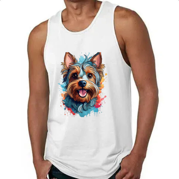 Camiseta Regata Yorkshire Terrier Watercolor Arte - Imagem 4