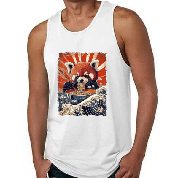 Camiseta Regata Panda vermelho comendo Lamen - Imagem 4