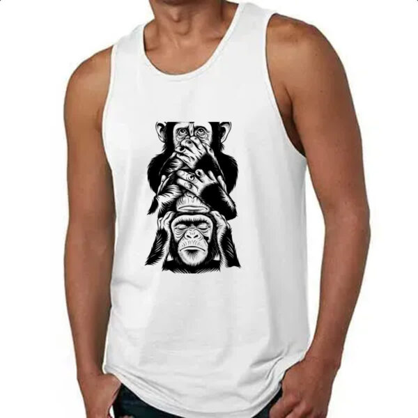 Camiseta Regata 3 macacos sabios chinpanzes - Imagem 4